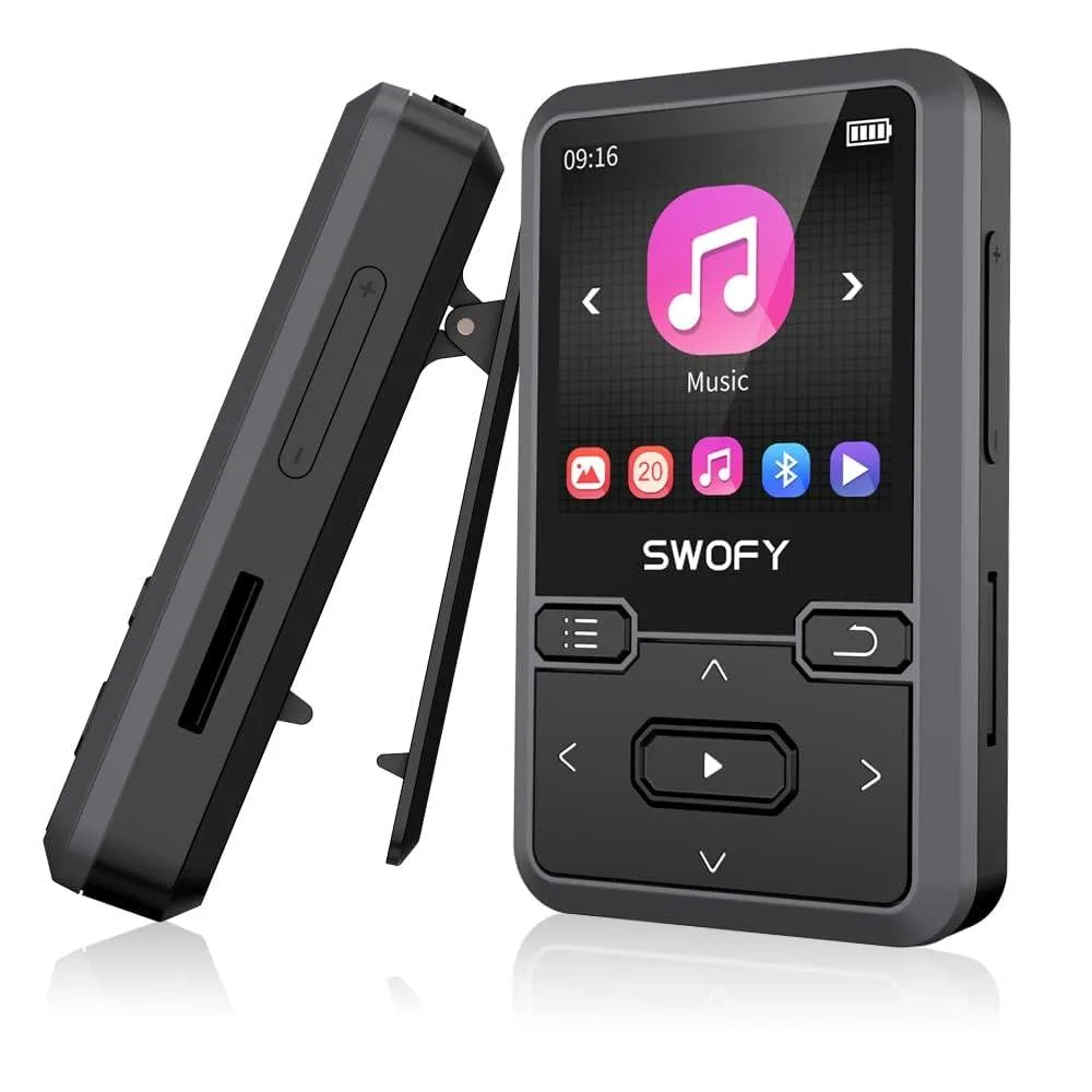 SWOFY US-M10-Black 32GB Clip MP3 Player Bluetooth 5.0 — product photo