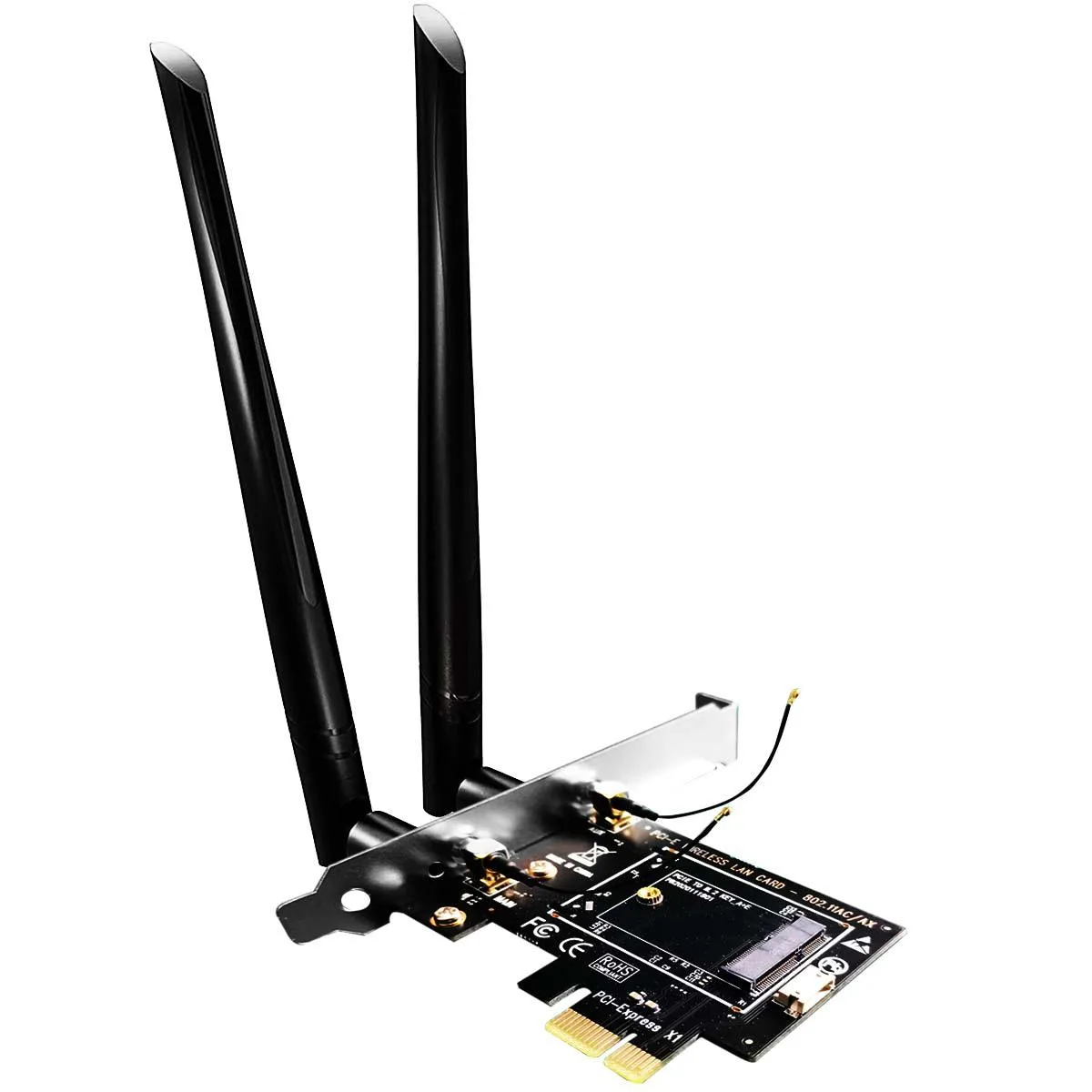 GLOTRENDS GLOTRENDS WA01 M.2 E Key to PCIe x1 Wi-Fi adapter with 6 dBi SMA antenna — product photo