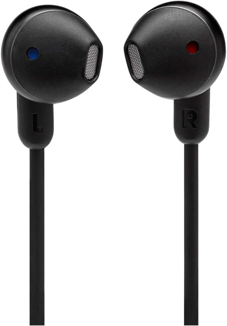 Black in-ear wireless neckband headphones with magnetic earbuds