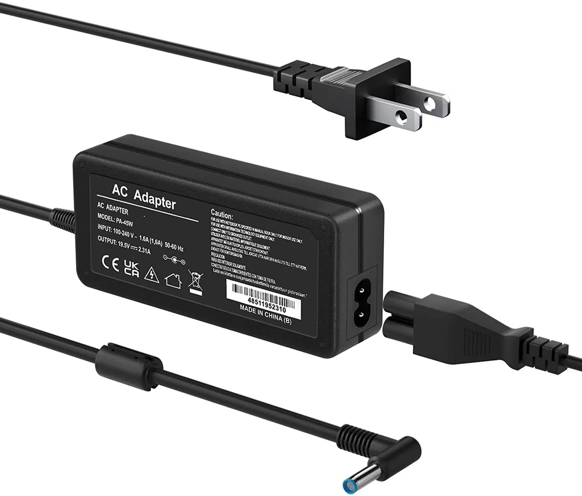 myVolts myVolts 45W 19.5V 2.31A 4.5mm 3.0mm Blue Tip HP AC Adapter — product photo