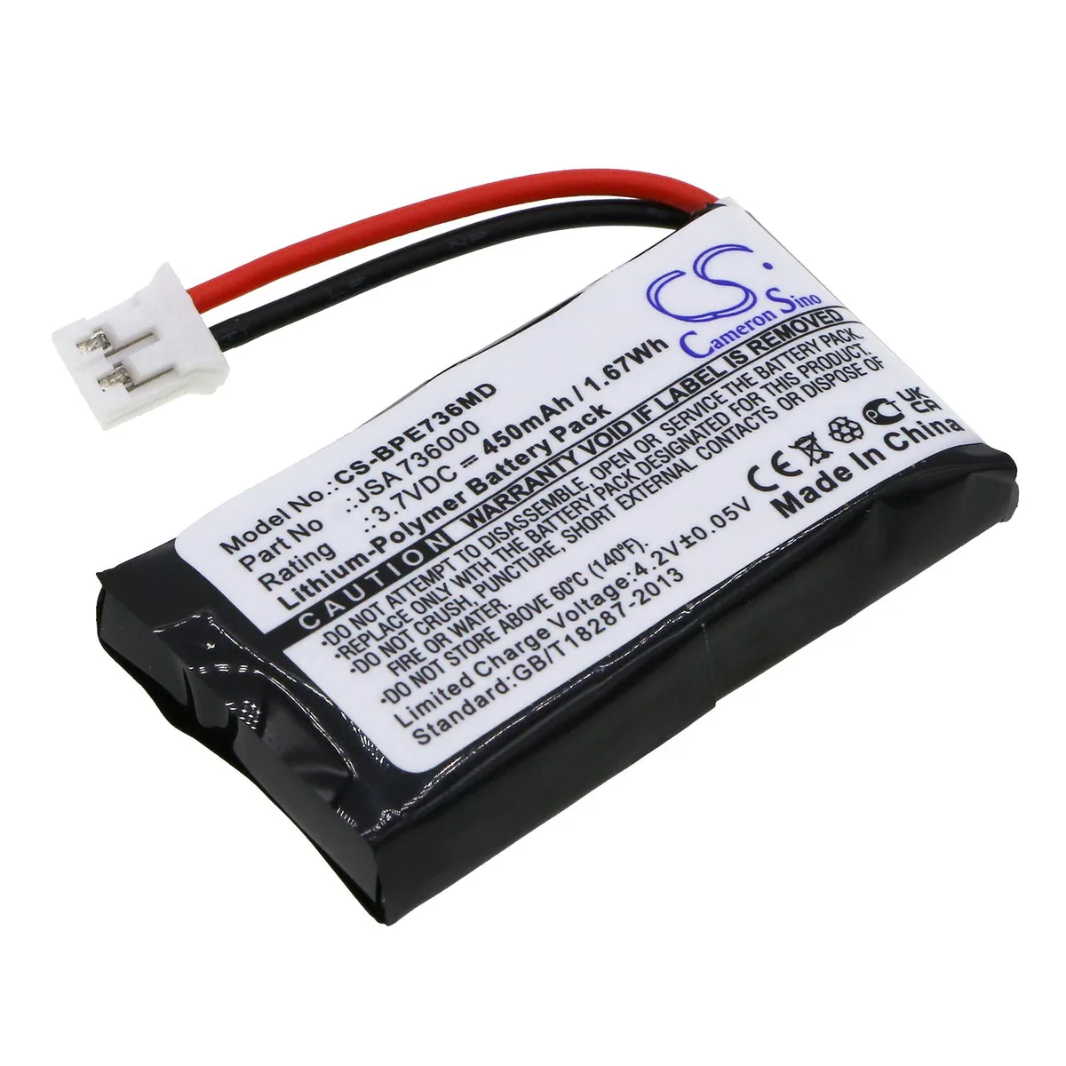 Cameron &amp; Co Cameron &amp; Co DS-CS-BPE736MD 450mAh 3.7V Li-Polymer battery — product photo