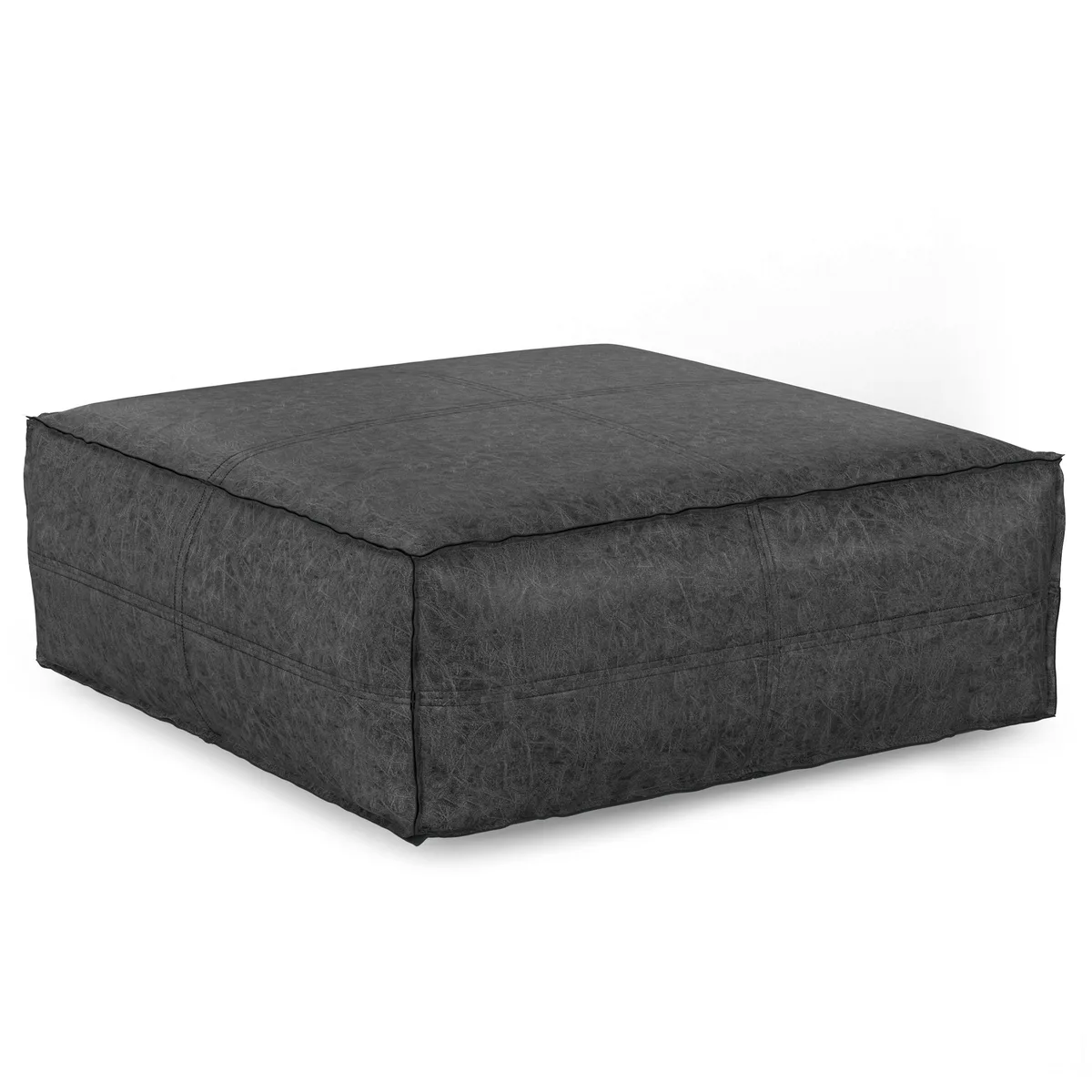 tuphen tuphen Brody Extra Large Coffee Table Pouf Distressed Black 36x36x14 — product photo