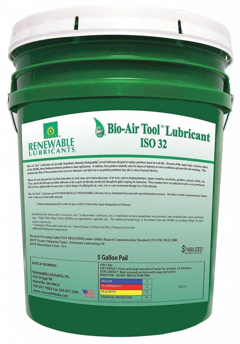 Renewable Lubricants Renewable Lubricants Biodegradable Air Tool Oil 5 gal Yellow — product photo