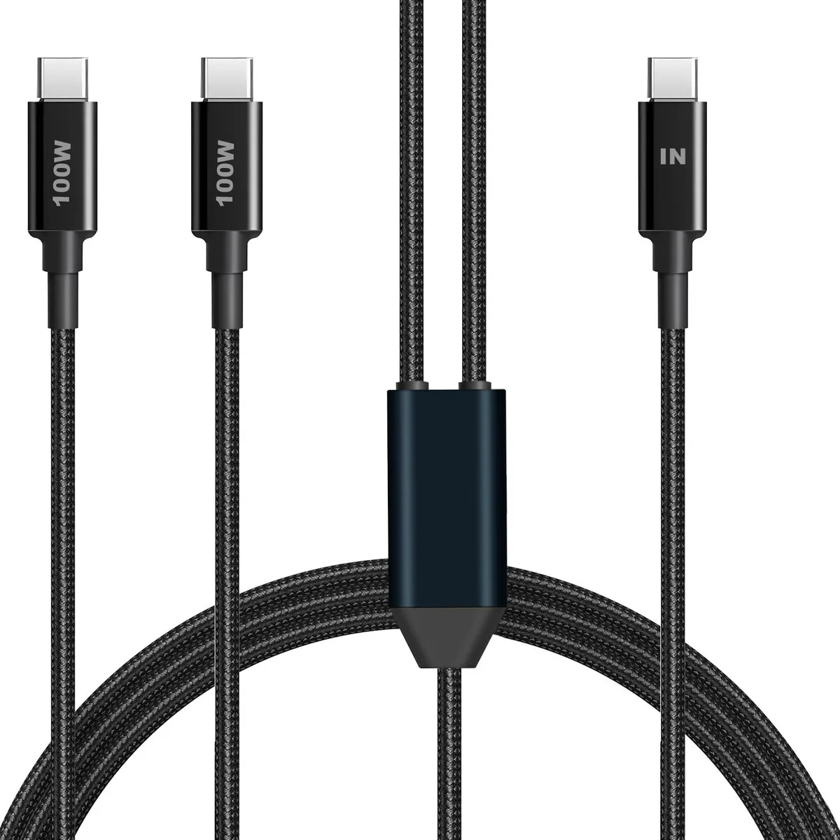 GRACETOP GRACETOP 2-in-1 USB-C Cable 100W 6ft Nylon Braided — product photo