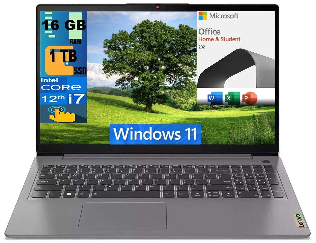 Lenovo Lenovo IdeaPad 3 15 laptop Intel Core i7-1255U 16GB 1TB SSD 15.6" FHD touchscreen — product photo