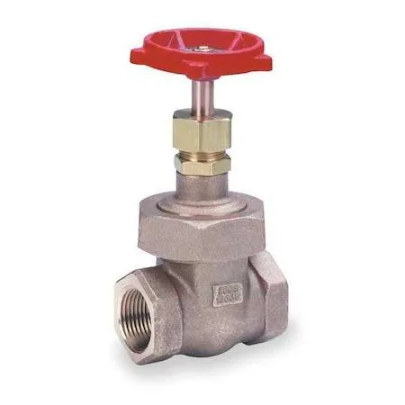 Small bronze gate valve with wheel handle, quarter-inch NPT connections