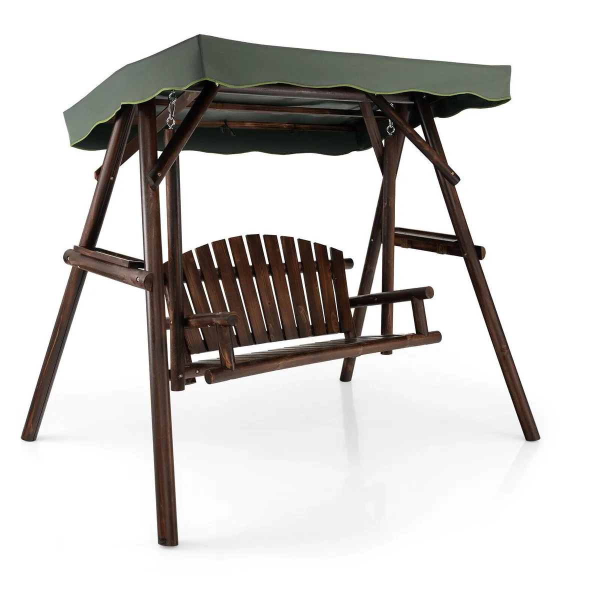 SlickBlue SlickBlue 2-Person Wooden Porch Swing with Adjustable Canopy — Natural — product photo