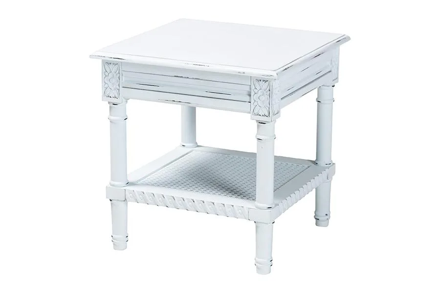 Baxton Studio Baxton Studio Jeanne Vintage White Wood End Table 17.70"W 18.50"H — product photo