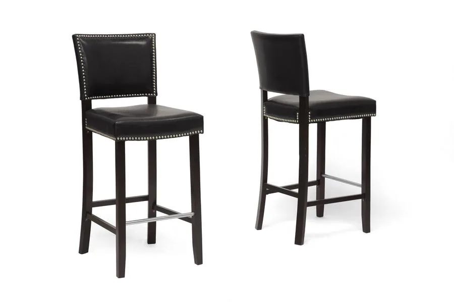 Baxton Studio Baxton Studio Aries 30.5" Black Faux Leather Bar Stool (Set of 2) — product photo