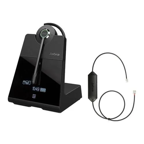 Jabra Engage 75 convertible wireless headset with earhook and headband options, matte black finish