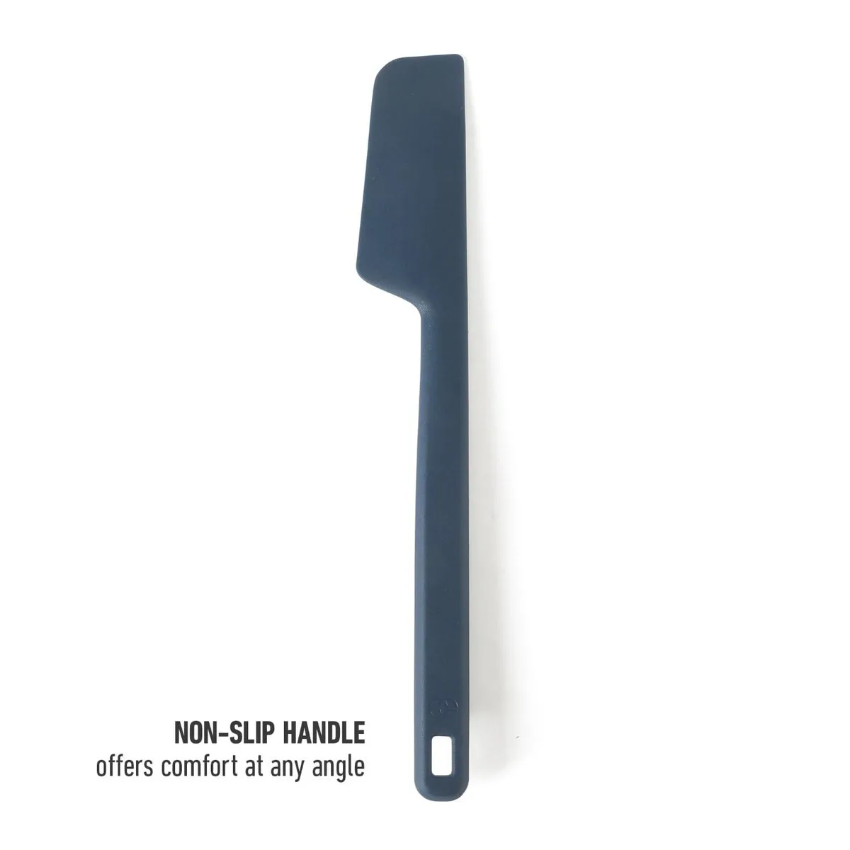 Two navy silicone scrapers, wide and narrow, ergonomic handles