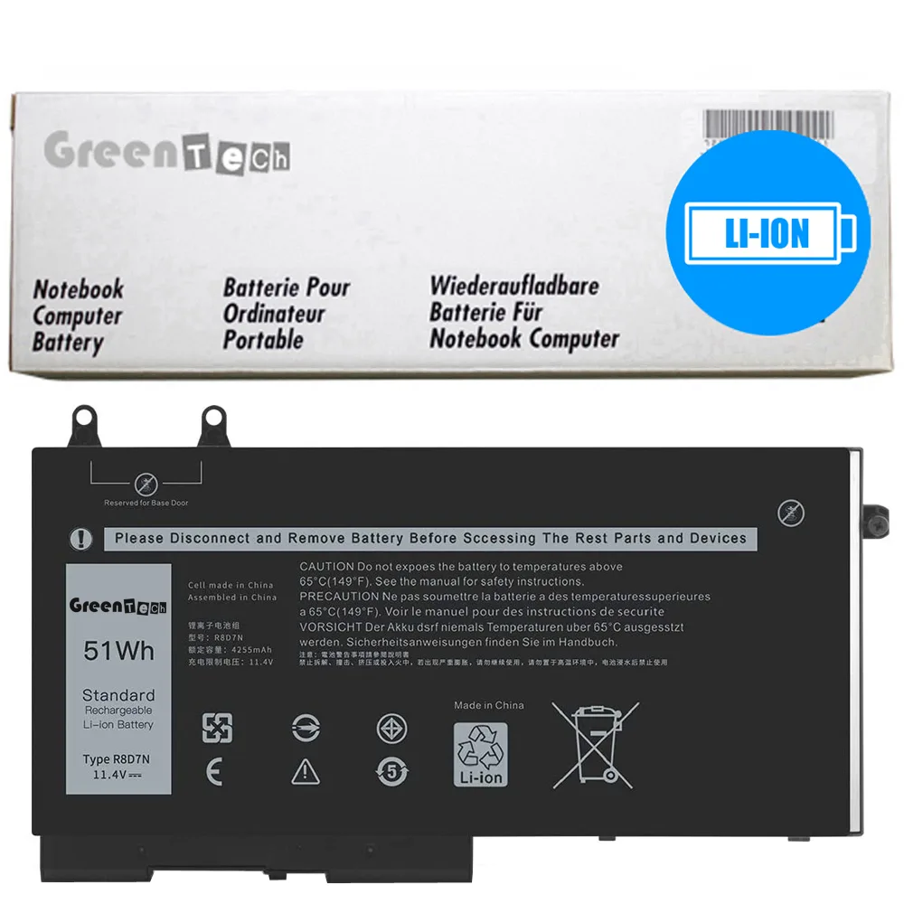 NShi NShi R8D7N laptop battery 51Wh 11.4V 4474mAh 3-cell — product photo