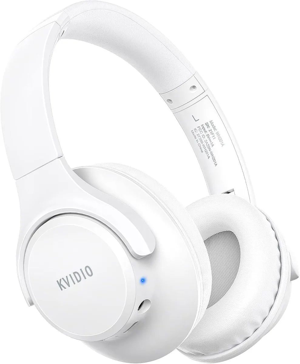 Black over-ear Bluetooth headphones with padded earcups and adjustable headband, folded flat