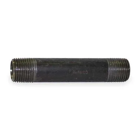 Steel pipe nipple, 1/2 inch NPT, 6 inch length, black anodized finish