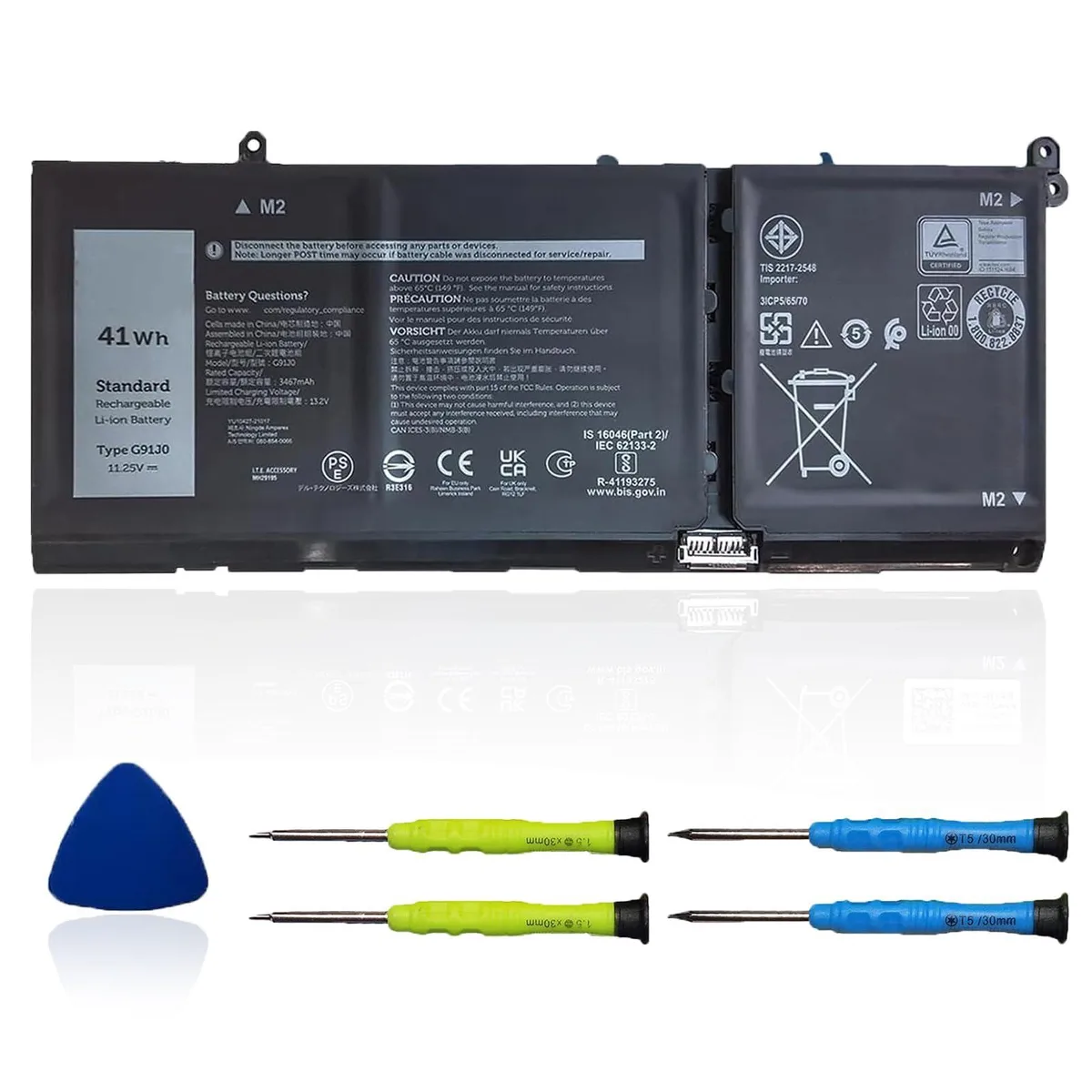  G91J0 41Wh 11.25V laptop battery for Dell — product photo