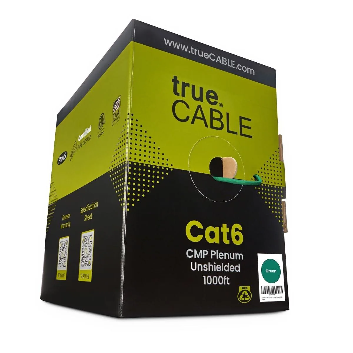 ARCTIC ARCTIC Cat6 Plenum 23AWG Green 1000ft 550MHz 2 in 1 accessory — product photo
