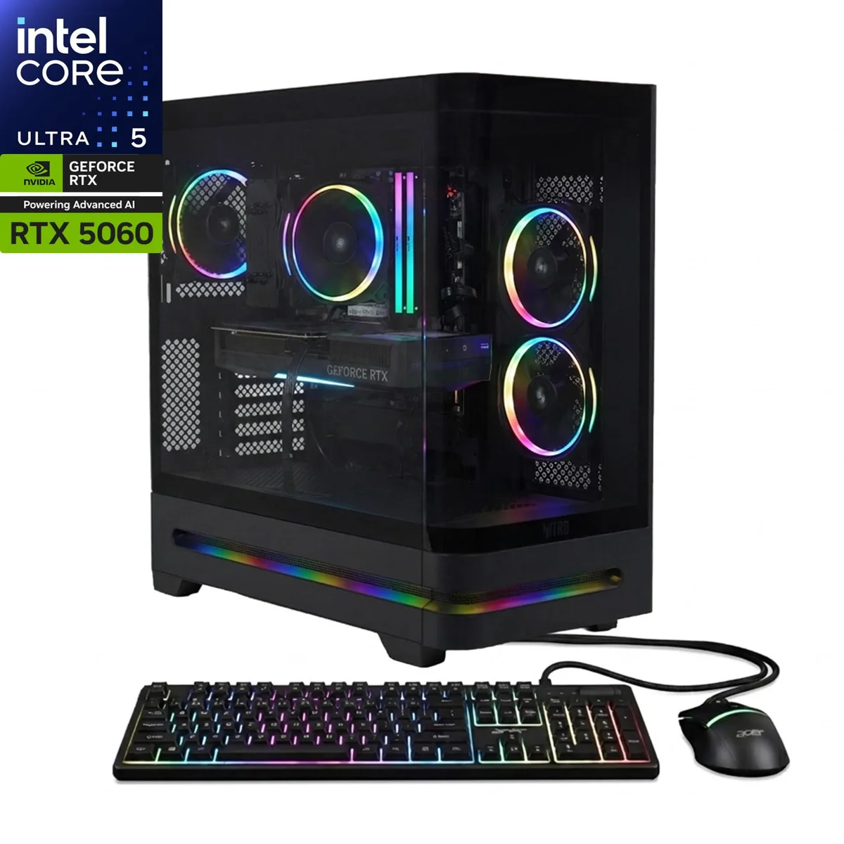 Acer America Acer America UD.P02AA.092 Nitro 85 gaming PC Intel Core Ultra 5 225F RTX 5060 8GB GDDR7 16GB DDR5 1TB — product photo