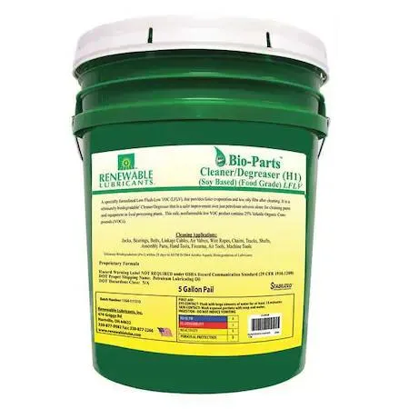 Light yellow liquid cleaner degreaser in a five gallon pail