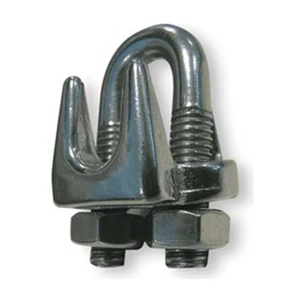 Silver U-bolt wire rope clip, cast stainless steel, 3/8 inch