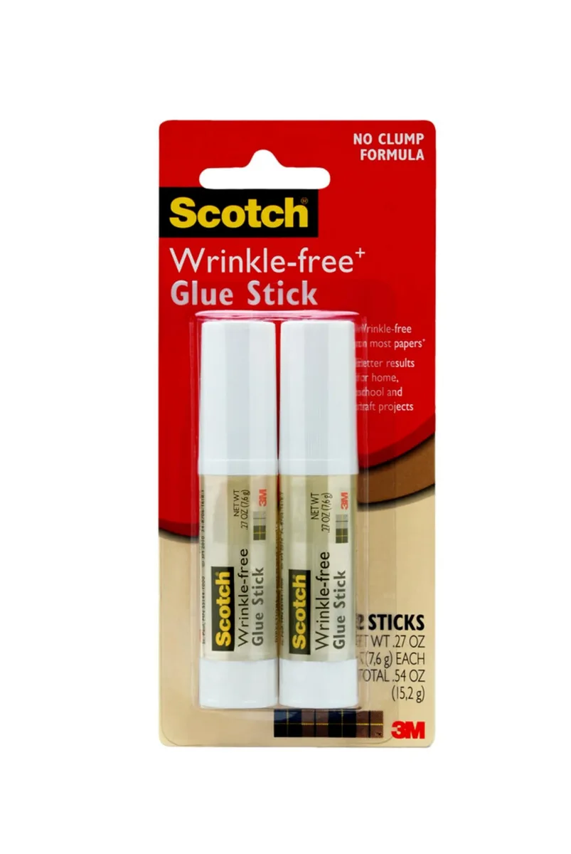  Scotch 6008WF-2 glue sticks 2 pack .27 oz fast bonding for paper fabric lightweight items — product photo