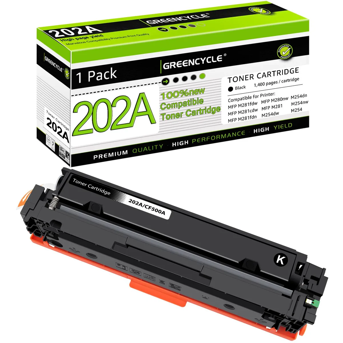 GREENCYCLE GREENCYCLE 202A Black Toner Cartridge CF500A Single Pack — product photo