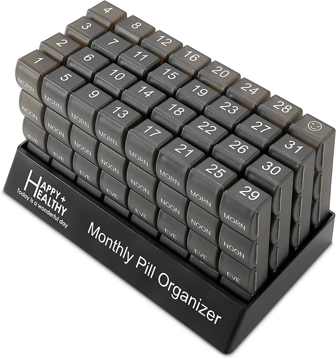 MEDca MEDca Monthly Pill Organizer 32 Daily Cases 4 Compartments Black — product photo