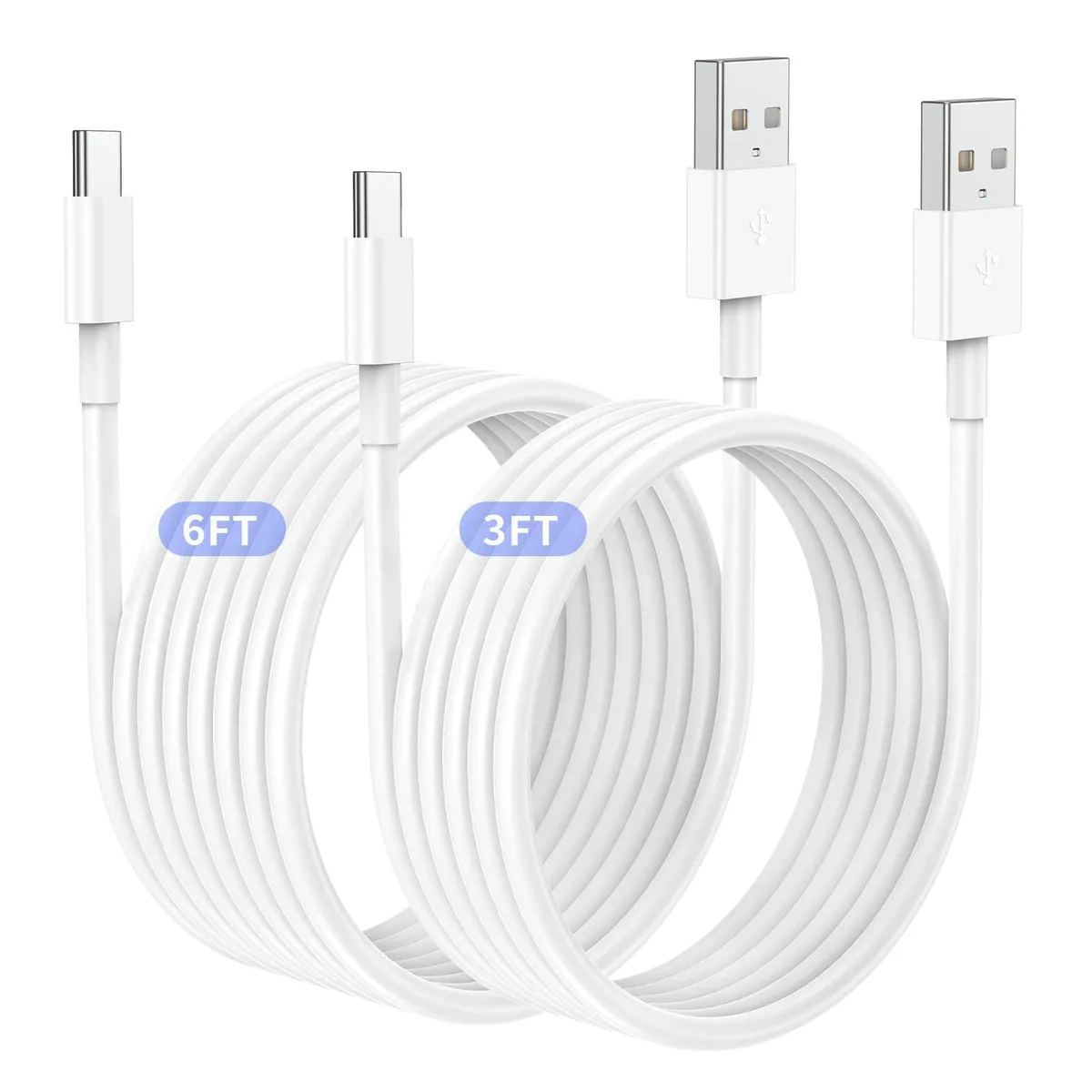  Qalirvis 3ft 6ft USB A to C CarPlay Cable White 480Mbps — product photo
