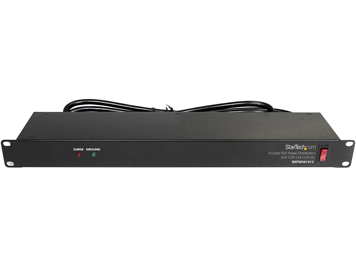 STARTECH STARTECH RKPW081915 8-outlet 19 in 1U rackmount PDU surge protection — product photo