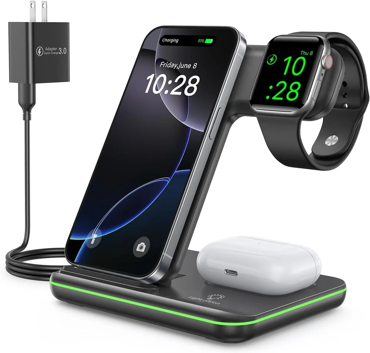 Luisport Luisport Foldable 3-in-1 Wireless Charger Black — product photo