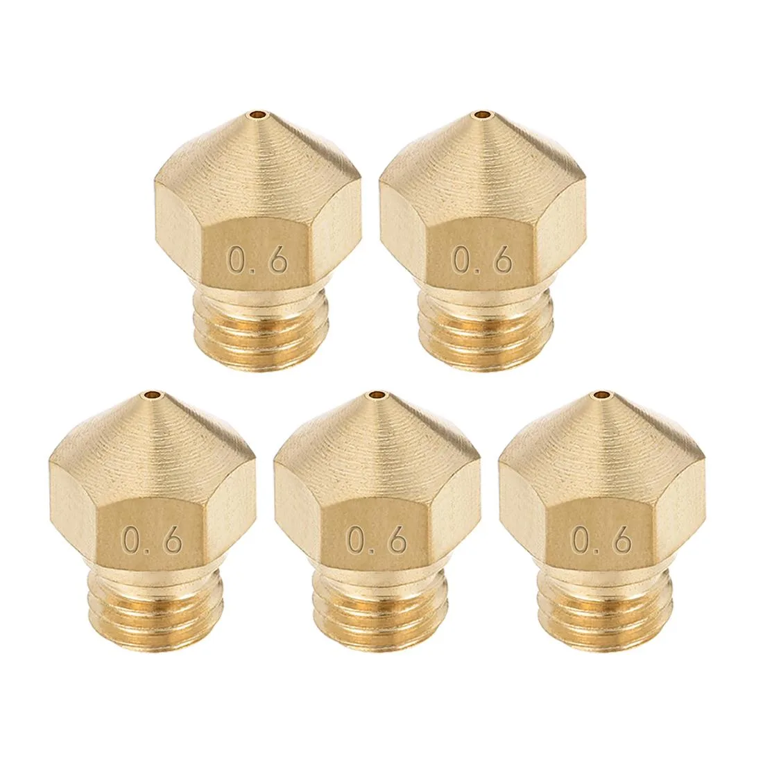 Unique-Bargains Unique-Bargains 0.6mm 3D Printer Nozzle MK10 Brass 5pcs — product photo