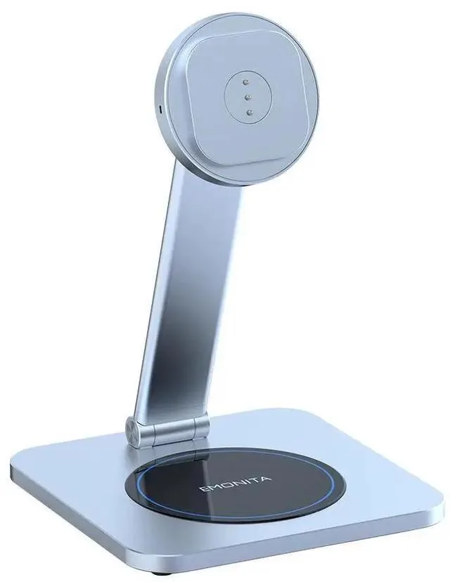 EMONITA EMONITA EX150-C-Silver Foldable Magnetic iPad Stand Base Silver 360° 90° 45W 15W Qi 3.0 150mm 226mm 1000g — product photo