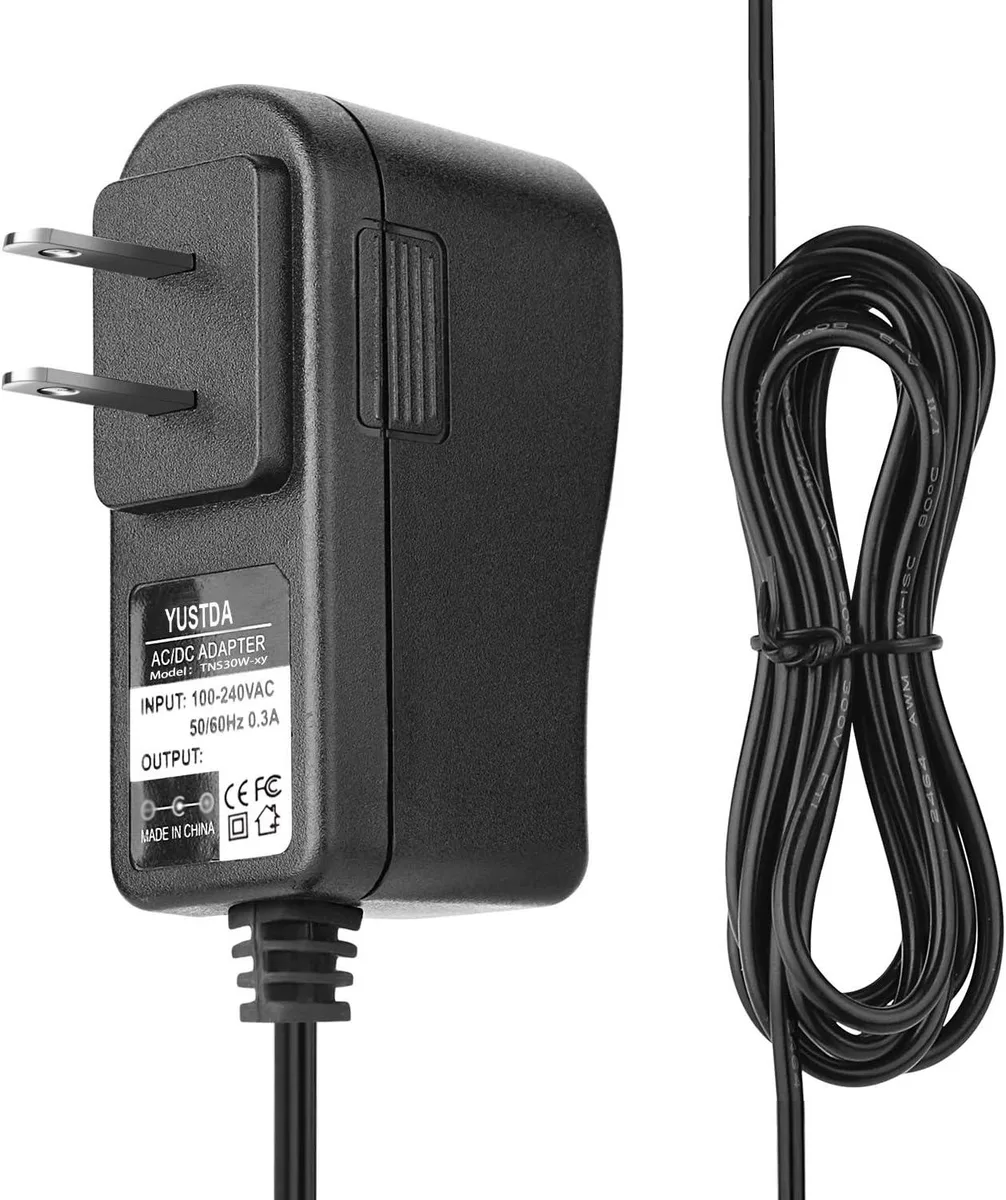Compact black AC adapter with 6.5 ft power cord
