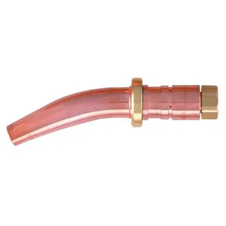 Small brass welding tip, one-piece design, size 0 marking