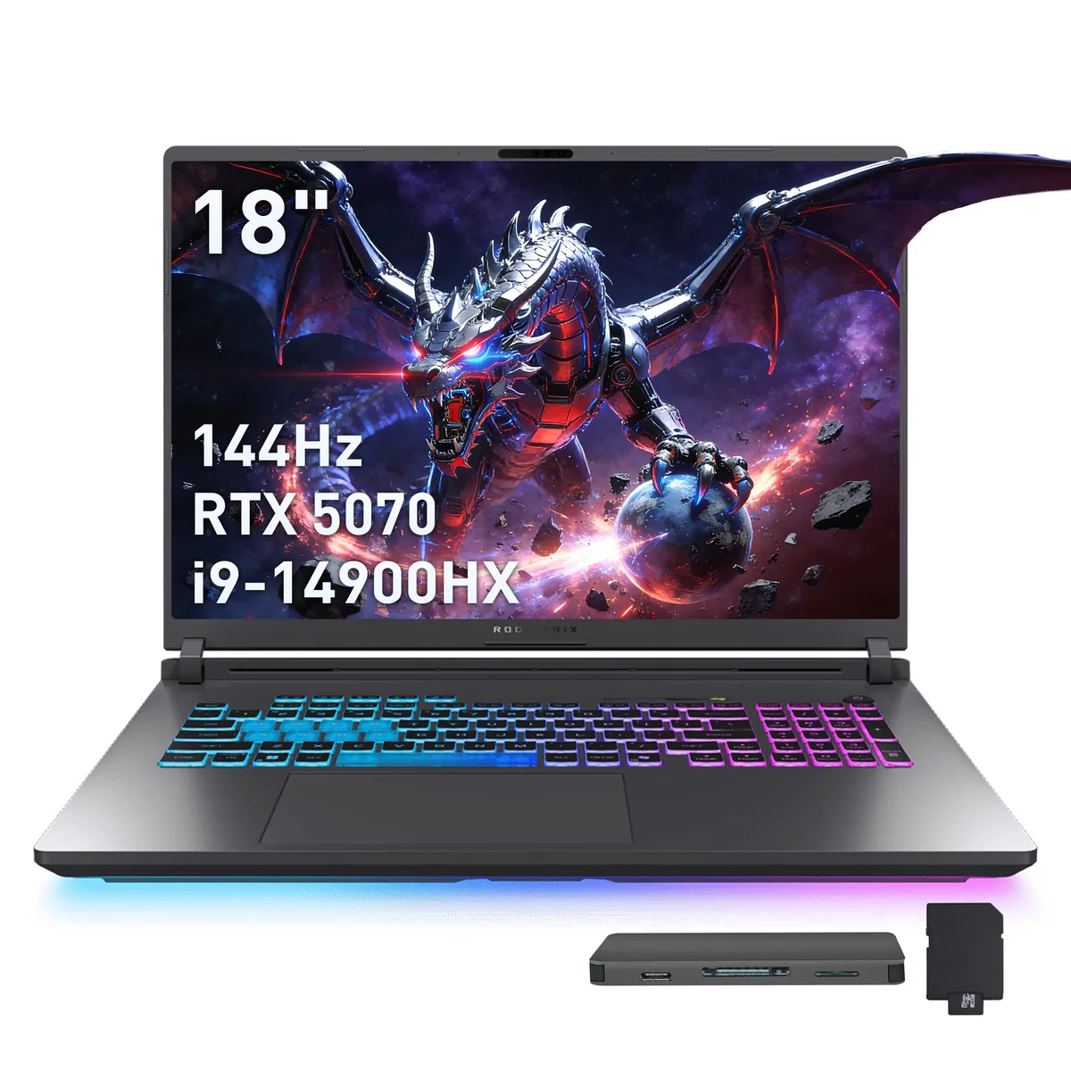 ASUS ASUS ROG Strix G18 18" gaming laptop i9-14900HX RTX 5070 32GB DDR5 1TB SSD + 1TB dock Gray — product photo