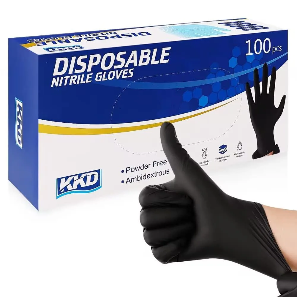 KKD Black Nitrile Gloves Medium 100 Count 5.5 Mil — product photo