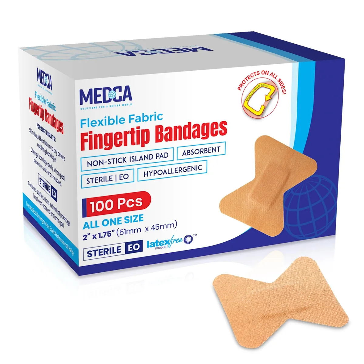 Cardboard box containing one hundred flexible fabric adhesive bandages