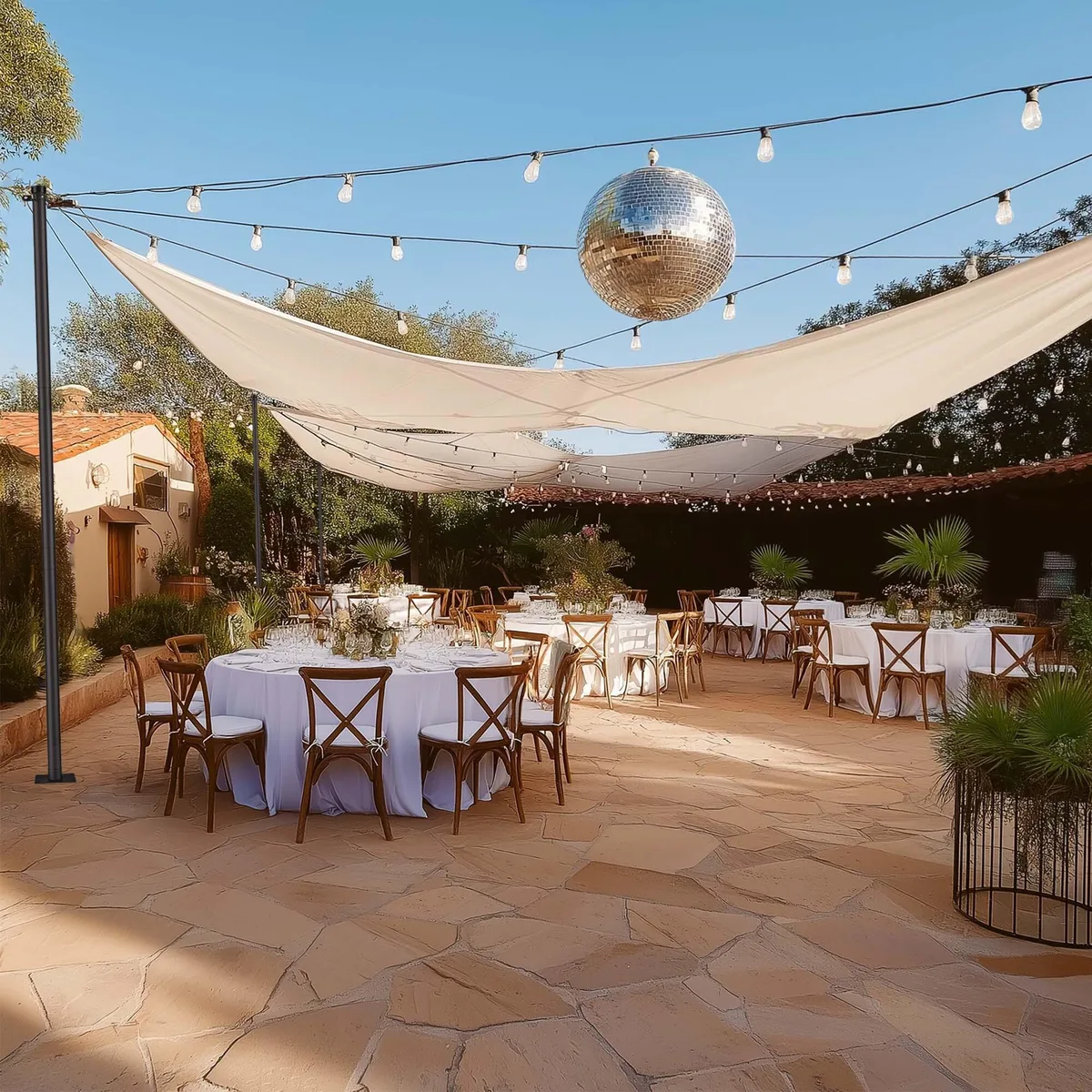Yescom USA, Inc. Yescom USA, Inc. 11SSLSSP018-ST38 200ft string light kit with 2×10ft poles, 59ft cable, 104 ST38 bulbs — product photo