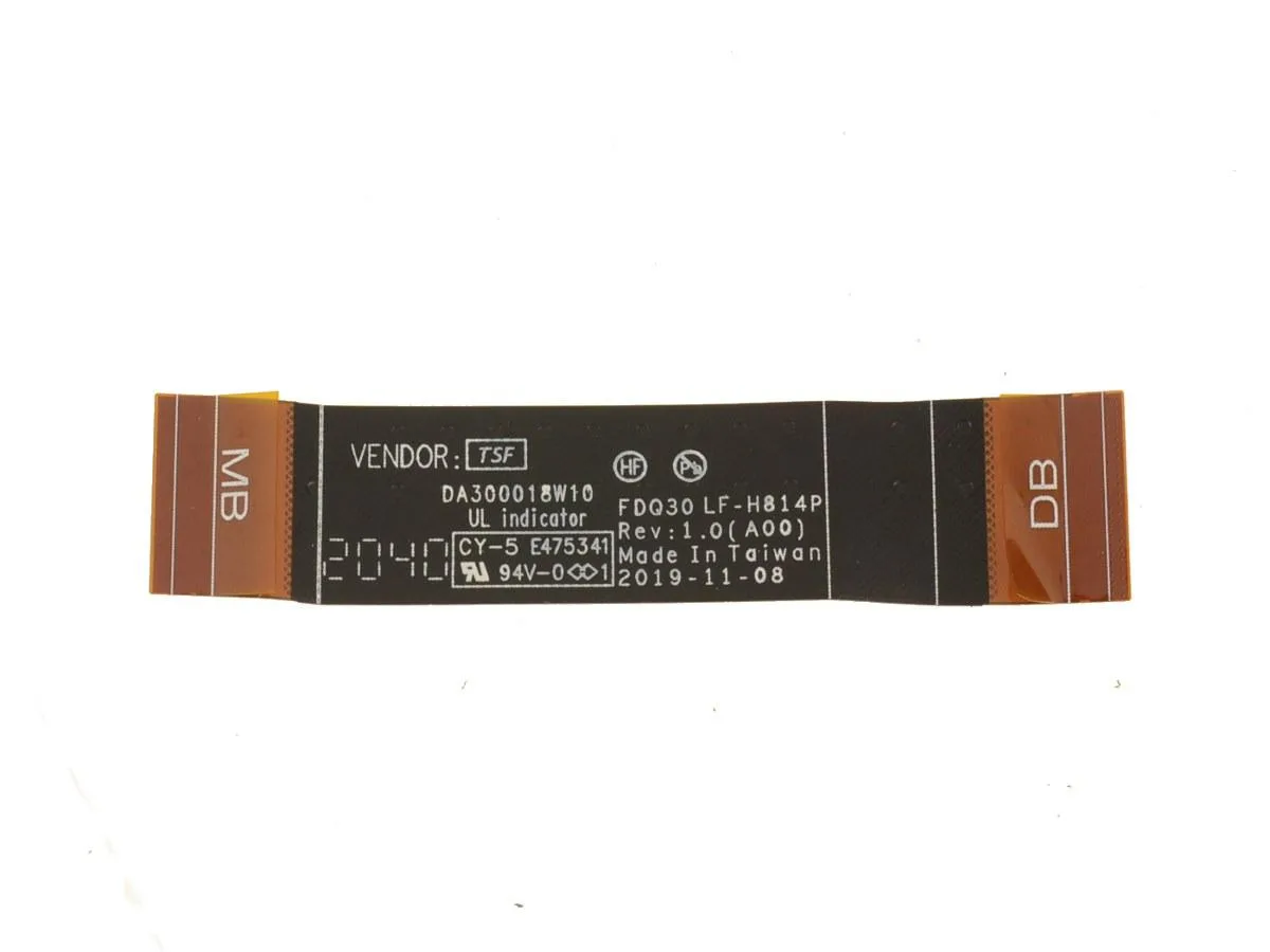 Flat orange ribbon cable with connectors at both ends