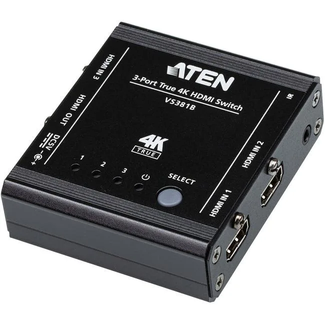 ATEN TECHNOLOGIES ATEN TECHNOLOGIES VS381B 3-port True 4K HDMI video switch — product photo