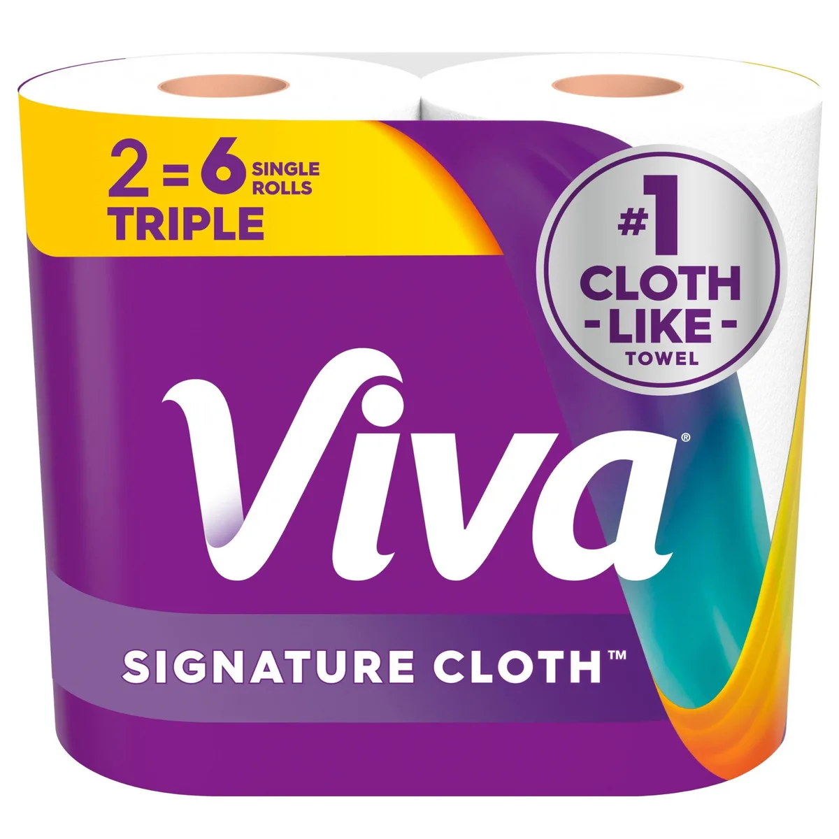 Pack of two triple rolls, 258 sheets total, white paper towels with cloth-like texture