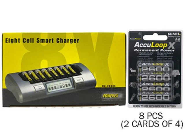 Maha Energy Corp. Maha Energy Corp. MH-C800S 8-slot charger with 8 AA 2600 mAh NiMH batteries — product photo