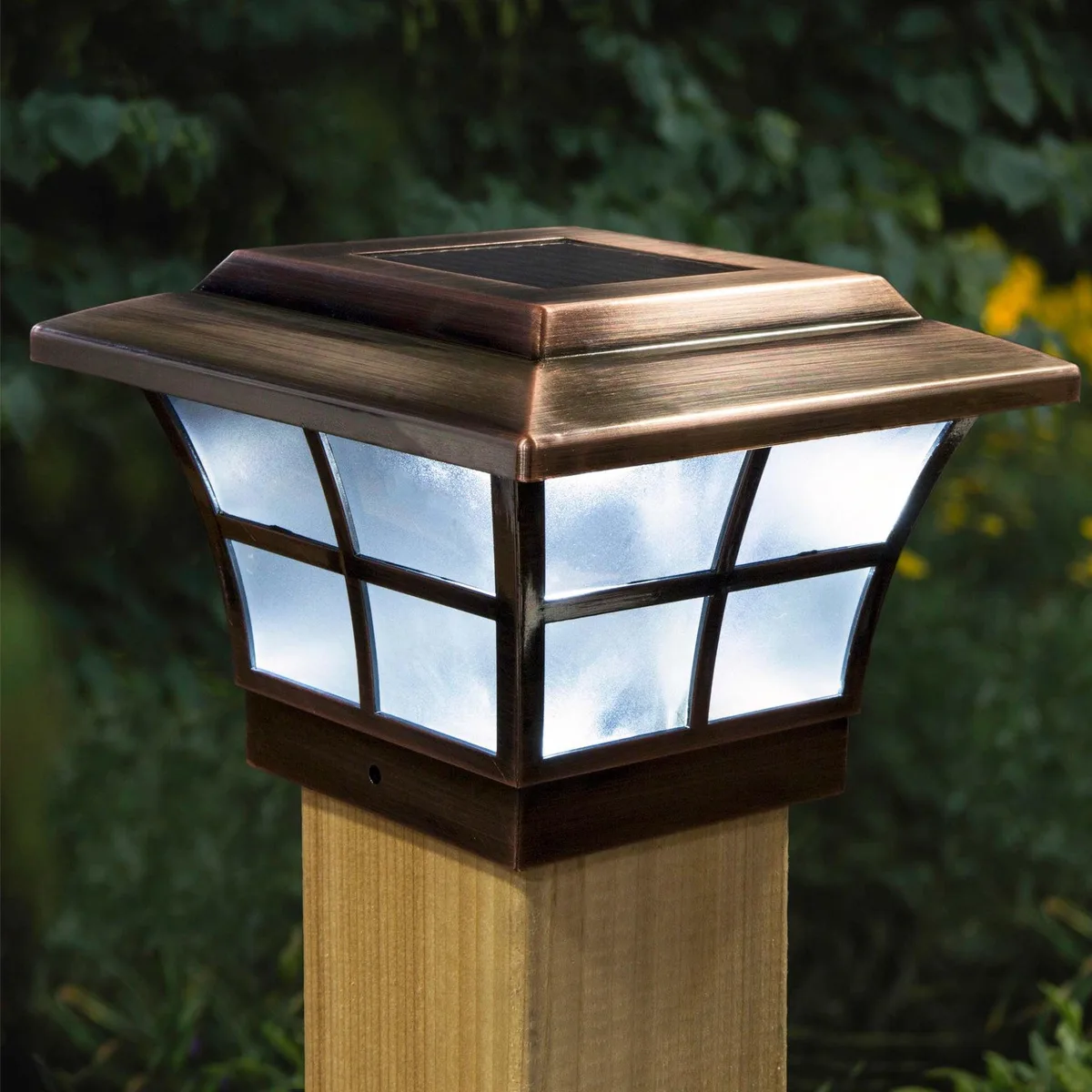 Classy Caps Mfg. Inc. Classy Caps Mfg. Inc. 4x4 Copper Plated Prestige Solar Post Cap 12 Lumens 4500 5500 Kelvin — product photo