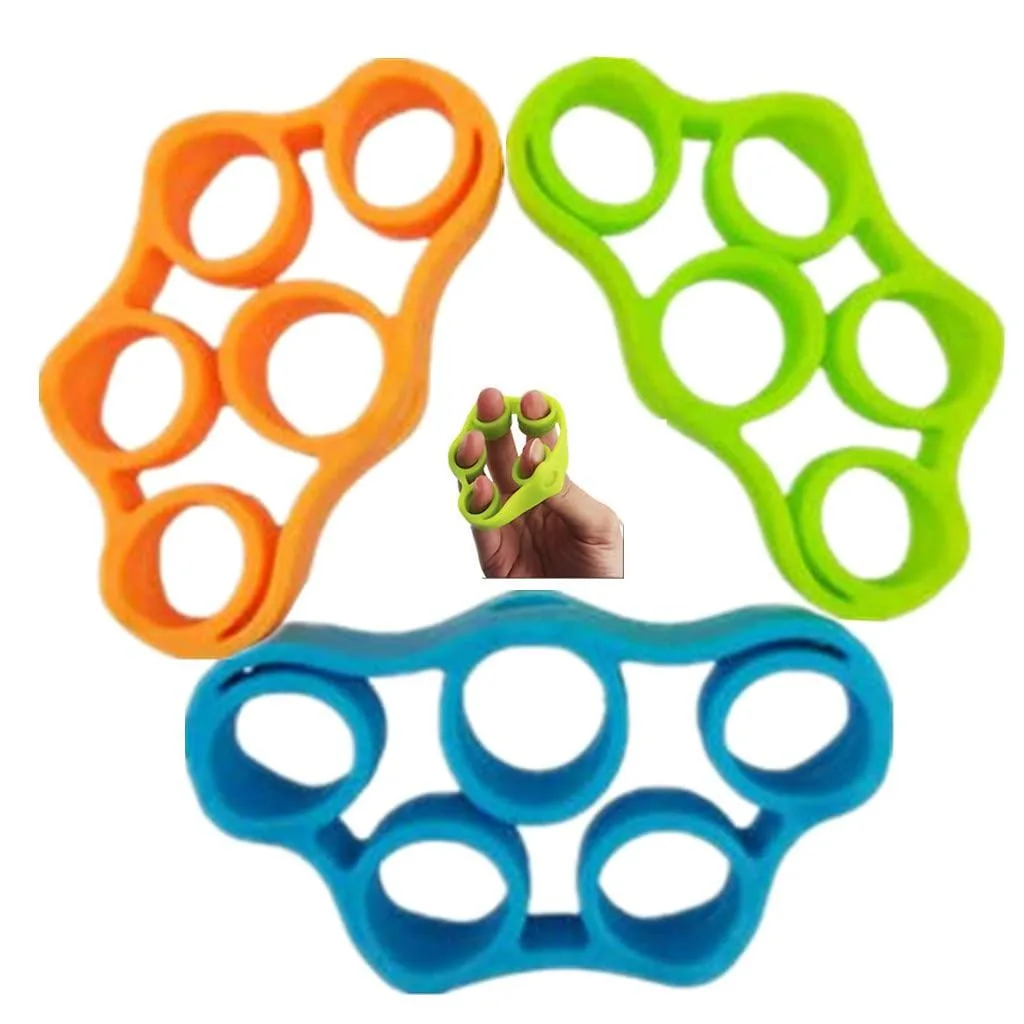  Finger Stretcher Exerciser 3pcs Silicone Rings 6.6 8.8 11lbs Black — product photo