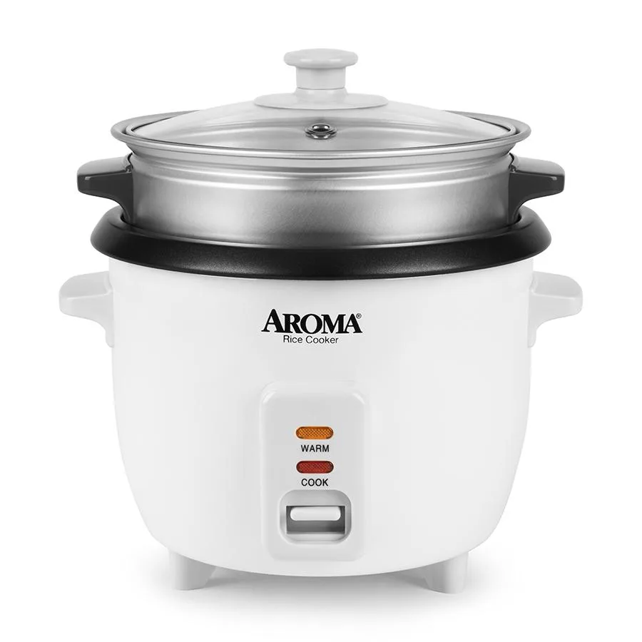 Aroma Aroma 3-Cup Rice Cooker & Steamer, White — product photo