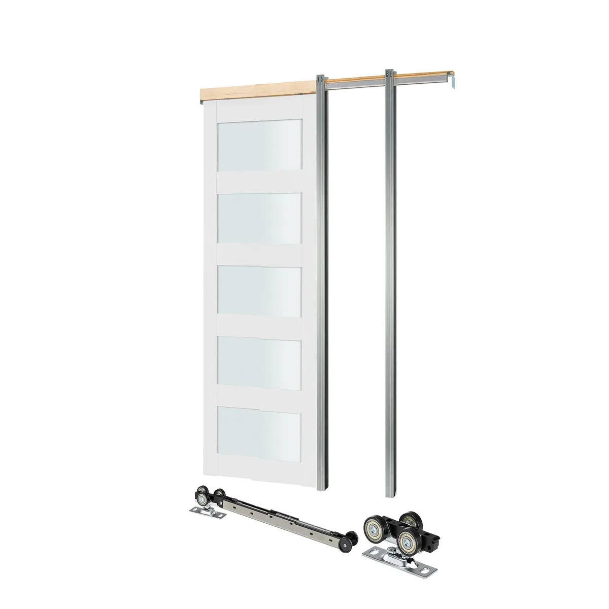 VEVOR VEVOR Sliding Pocket Door 30" x 80" 5-Lite Frosted Glass White — product photo