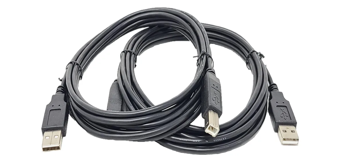 Micro Connectors Micro Connectors USB 2.0 A to B Cable 10 ft Black 2-Pack — product photo