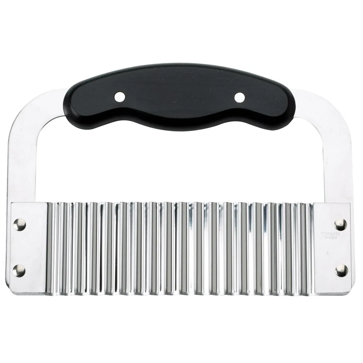 Stainless steel crinkle-cut slicer with plastic handle, 7.25 inches long