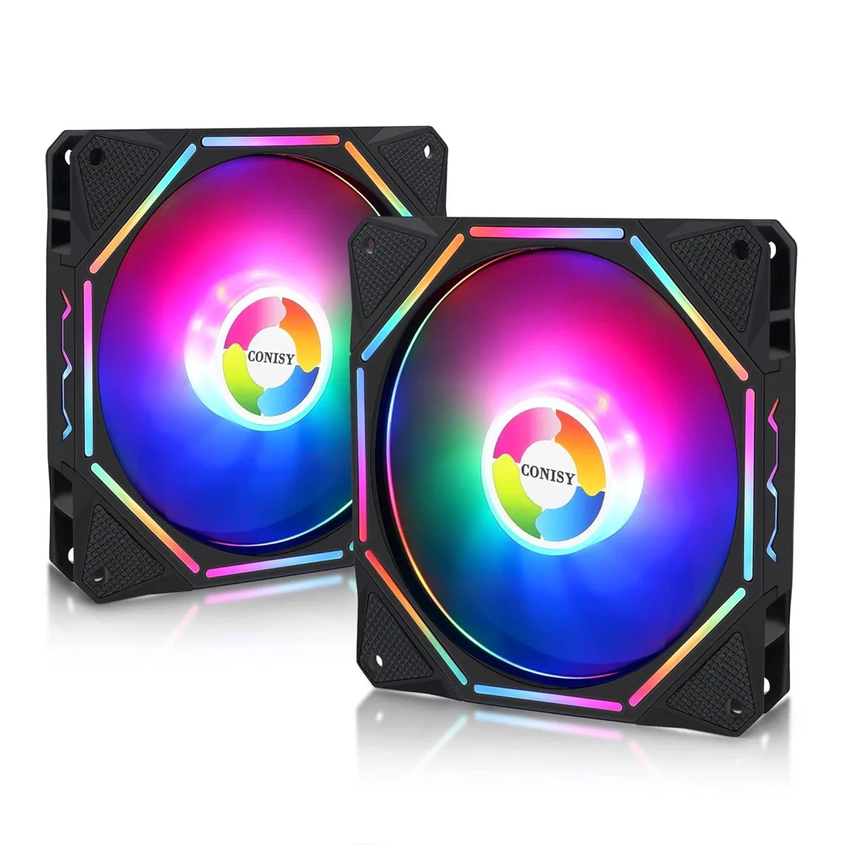 BFKK BFKK 2 Pack 120mm RGB Case Fans Hydro Bearing 1200 RPM 48 CFM — product photo