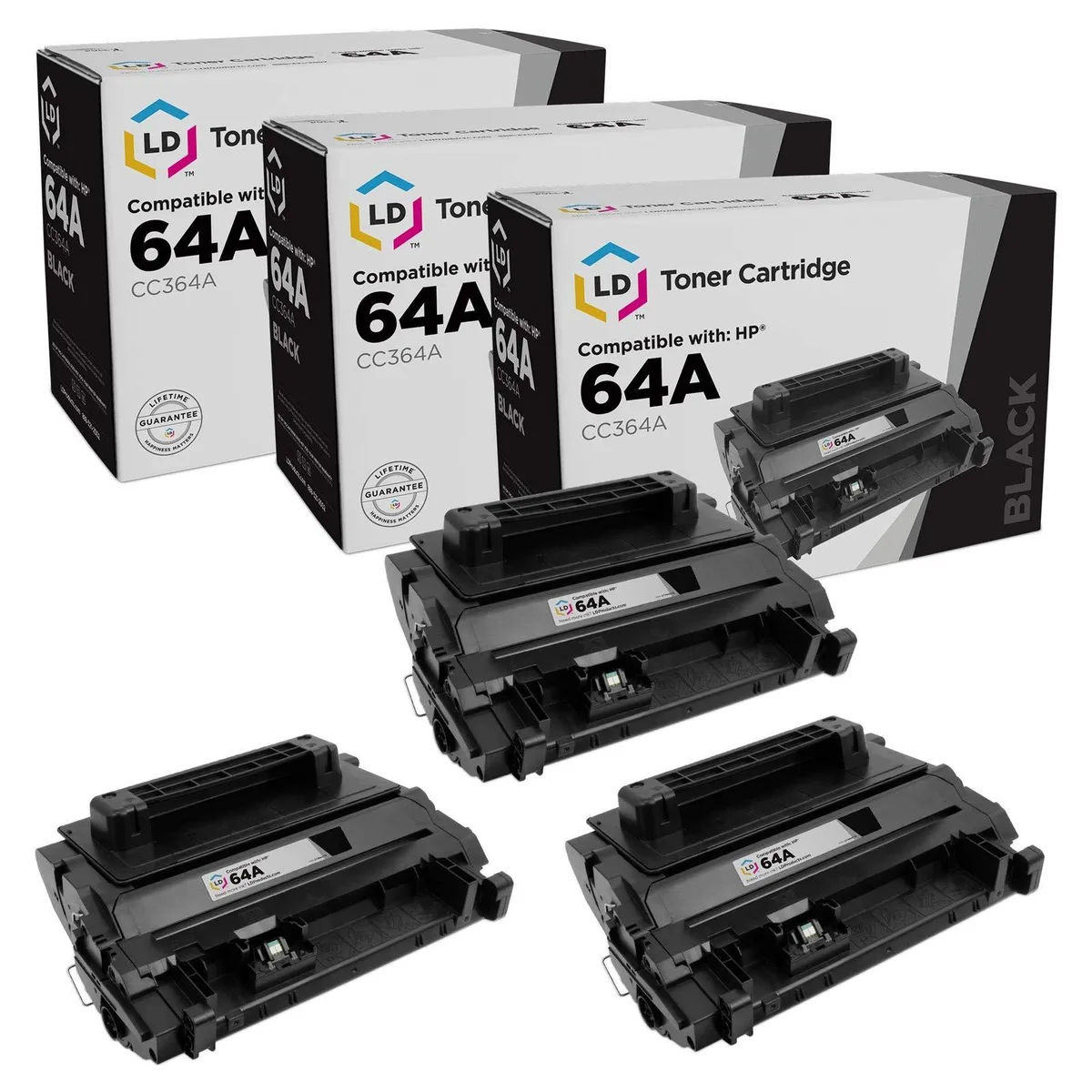 LD Products LD Products Compatible Toner Cartridge for HP 64A CC364A Black 3-Pack — product photo