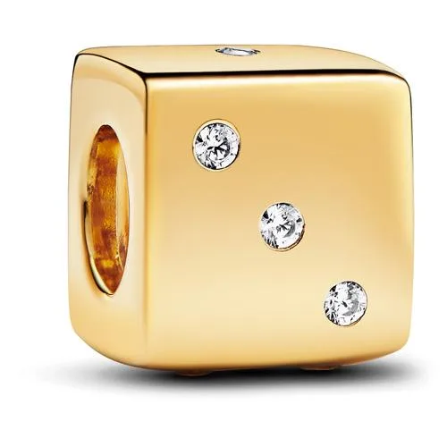 PANDORA PANDORA Sparkling Dice Charm 14k Gold Sterling Silver Charm — product photo